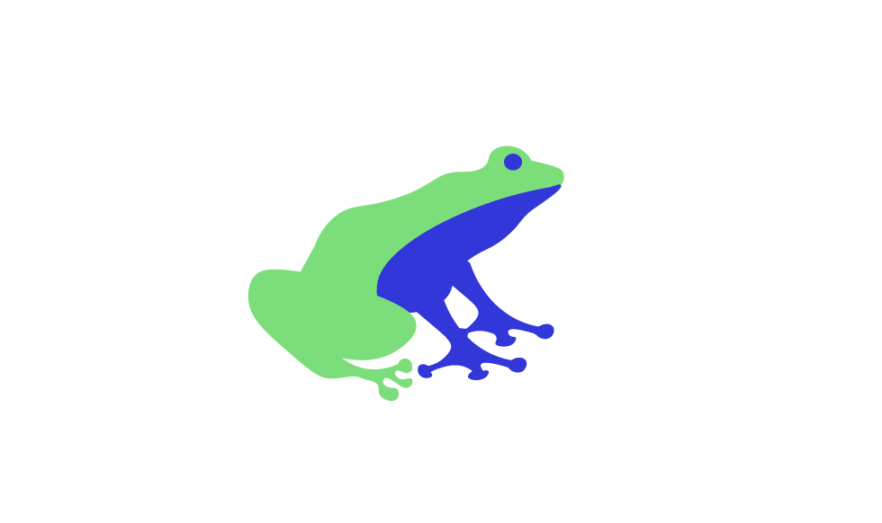 folig frog blue and green frog illustration