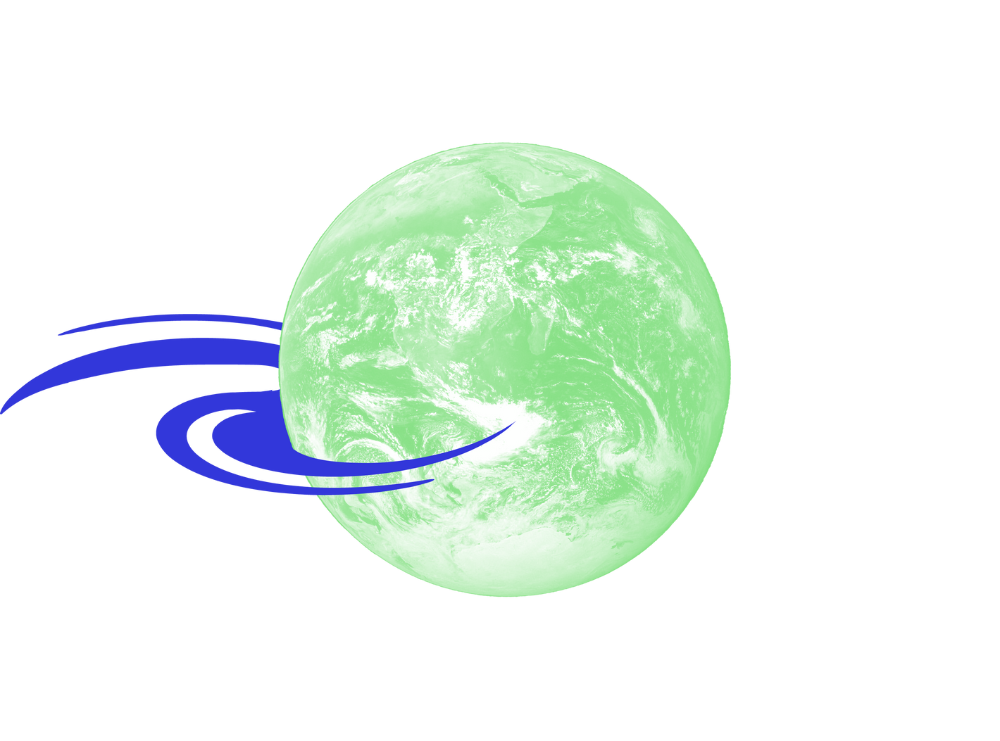 green globe with blue spiral folig frog
